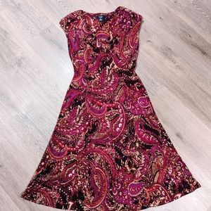 Chaps Sleeveless Paisley Midi Dress, Size XS